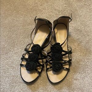 Talbots Black Gladiator Sandals with Strappy Design